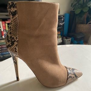 Suede and Snakeskin Booties